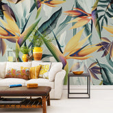3137-A / Floral Boho Wallpaper, Bird of Paradise Pattern - Removable Wallpaper Peel and Stick Wall Mural - Artevella