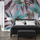 3137-C / Floral Boho Wallpaper, Bird of Paradise Pattern - Removable Wallpaper Peel and Stick Wall Mural - Artevella