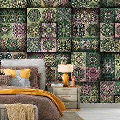 3138-D / Self-Adhesive Geometric Wallpaper - Modern Mosaic Tile Pattern - Easy Install Peel and Stick Wall Art - Artevella