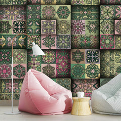 3138-D / Self-Adhesive Geometric Wallpaper - Modern Mosaic Tile Pattern - Easy Install Peel and Stick Wall Art - Artevella