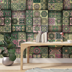 3138-D / Self-Adhesive Geometric Wallpaper - Modern Mosaic Tile Pattern - Easy Install Peel and Stick Wall Art - Artevella