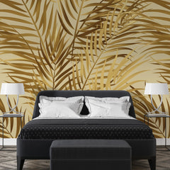 3141-A / Palm Leaf Peel and Stick Wallpaper - Tropical Boho Decor , Stickable Tropical Palm Leaf Design - Artevella