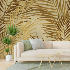 3141-A / Palm Leaf Peel and Stick Wallpaper - Tropical Boho Decor , Stickable Tropical Palm Leaf Design - Artevella