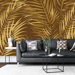3141-D / Palm Leaf Peel and Stick Wallpaper - Tropical Boho Decor , Stickable Tropical Palm Leaf Design - Artevella