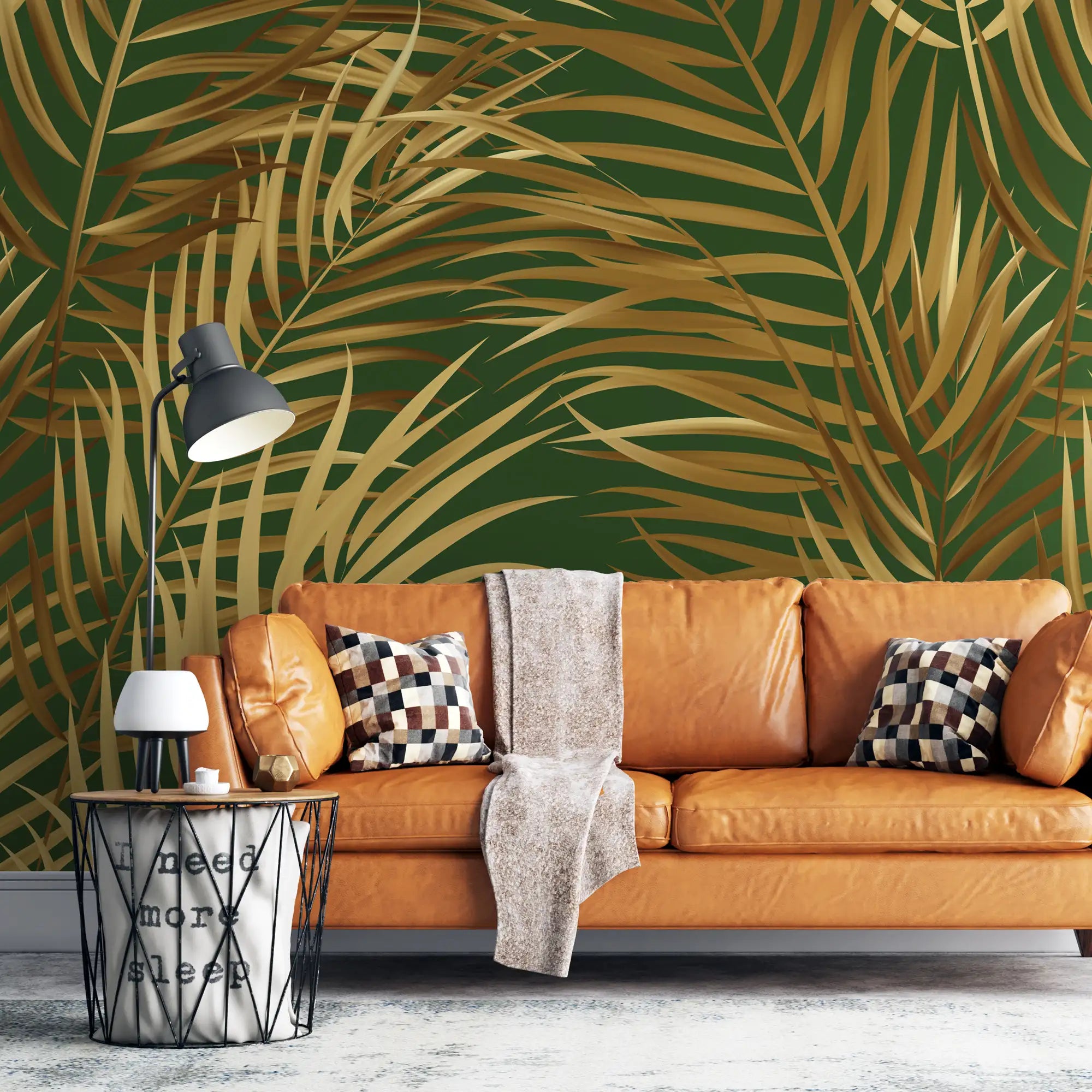 3141-E / Palm Leaf Peel and Stick Wallpaper - Tropical Boho Decor , Stickable Tropical Palm Leaf Design - Artevella