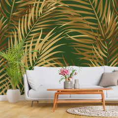 3141-E / Palm Leaf Peel and Stick Wallpaper - Tropical Boho Decor , Stickable Tropical Palm Leaf Design - Artevella