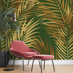 3141-E / Palm Leaf Peel and Stick Wallpaper - Tropical Boho Decor , Stickable Tropical Palm Leaf Design - Artevella