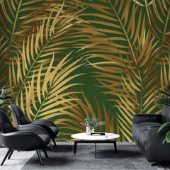 3141-E / Palm Leaf Peel and Stick Wallpaper - Tropical Boho Decor , Stickable Tropical Palm Leaf Design - Artevella