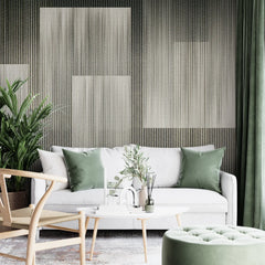 3160 / Modern Art Deco Wallpaper with Silver and Black Lines – Trendy Geometric Wallpaper, Easy Peel Off for DIY Geometric Decor, Bathroom Wallpaper - Artevella