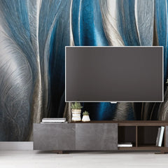 3167 / Metallic Strands & Chromatic Waves: Contemporary Peel and Stick Wallpaper, Artistic Silver Mural for Walls - Artevella