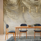 3175 / Golden Palm Leaf Wallpaper - Distressed Paper Style, Tropical Wall Decor, Peel and Stick Wallpaper for Boho Room - Artevella