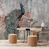 3185 / Elegant Oriental Peacock Wallpaper - Easy Install, Removable Wallpaper Peel and Stick - Vintage Floral Design - Artevella