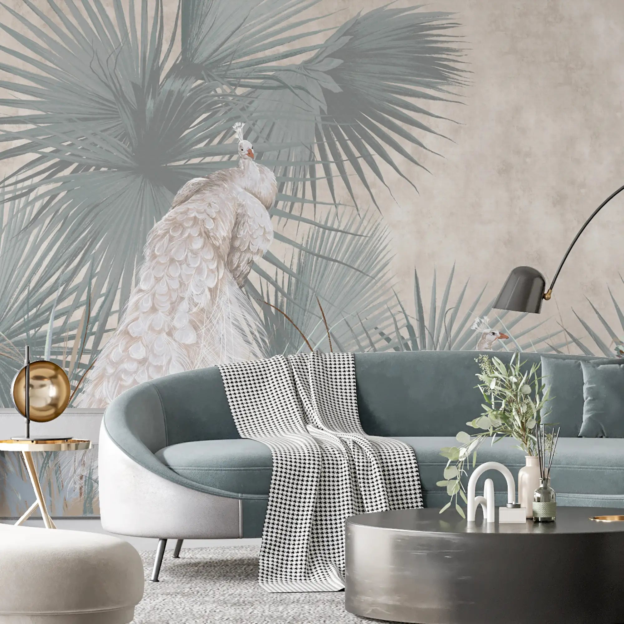 3193 / Adhesive Wallpaper with Botanical Peacock Design - Refresh Your Space with Our Nature-Inspired Decor - Artevella