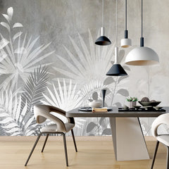3200 / Peel and Stick Wallpaper for Kitchen, Bathroom, Bedroom | Light Silver and Black Flora | Modern Wallpaper | Temporary and Removable Wall Decor - Artevella