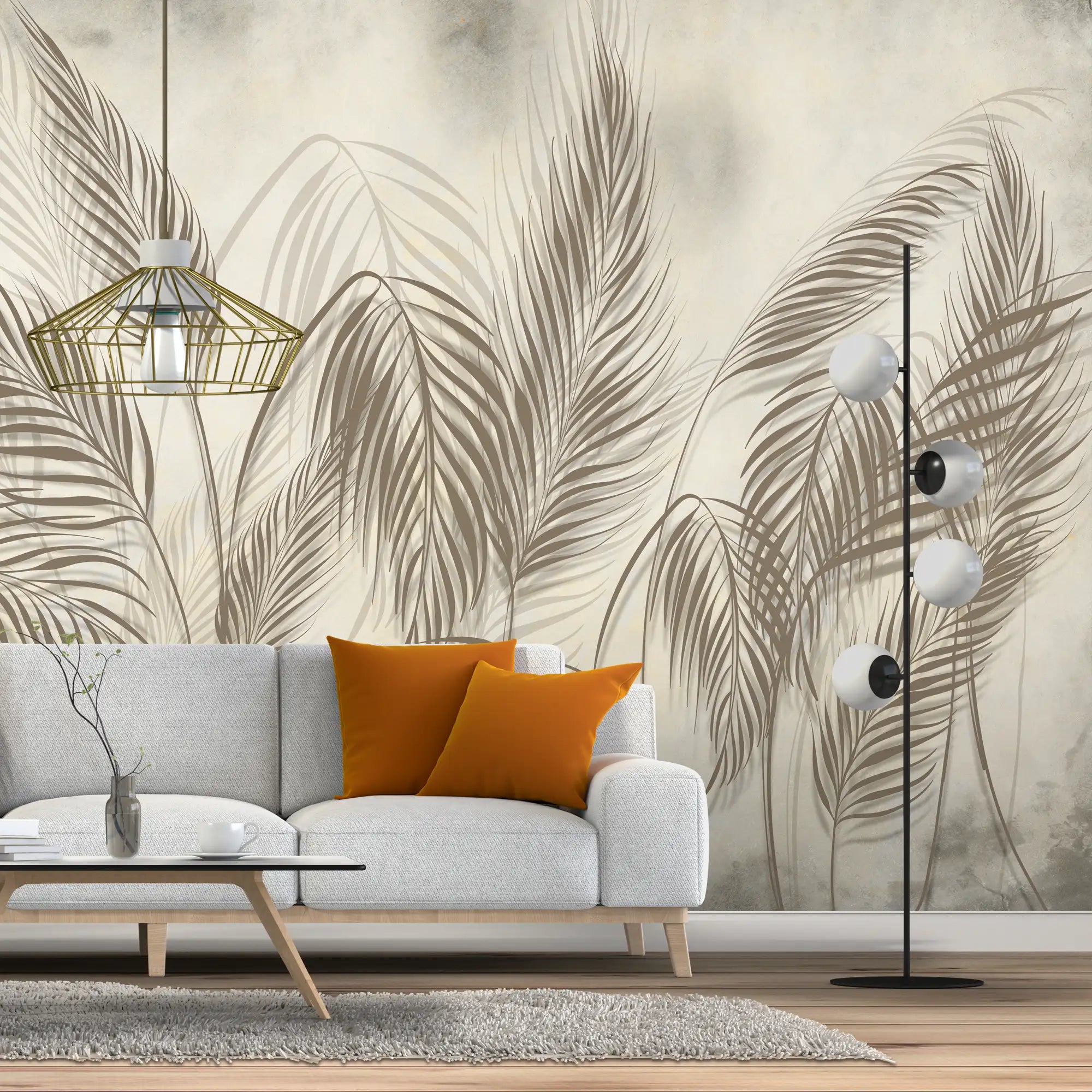 3203 / Panorama Palm Design, Wallpaper for Bedroom, Boho Wallpaper Stick and Peel, Nature Inspired, Wall Murals Peel and Stick, Tropical Accent - Artevella