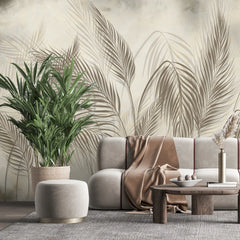 3203 / Panorama Palm Design, Wallpaper for Bedroom, Boho Wallpaper Stick and Peel, Nature Inspired, Wall Murals Peel and Stick, Tropical Accent - Artevella