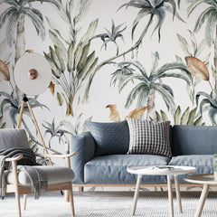 3210 / Tropical Plants and Palm Trees Wall Mural | Peel and Stick Wallpaper | Boho Jungle Room Decor | Easy Install Adhesive Design - Artevella