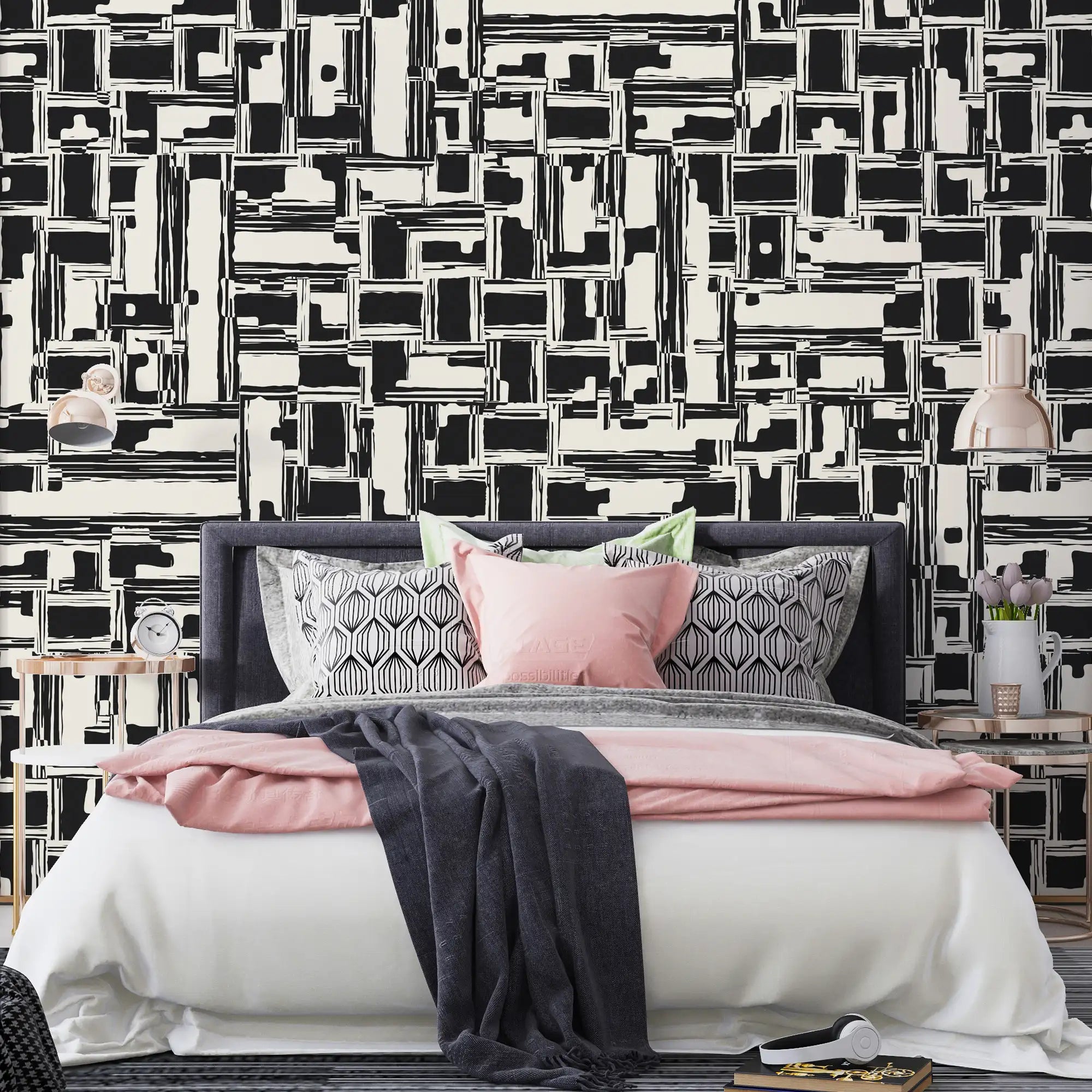 3221 / Modern Geometric Peel and Stick Wallpaper - Deconstructivist Fragmentation, Easy Install for Trendy Home Spaces - Artevella