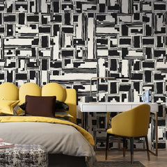 3221 / Modern Geometric Peel and Stick Wallpaper - Deconstructivist Fragmentation, Easy Install for Trendy Home Spaces - Artevella
