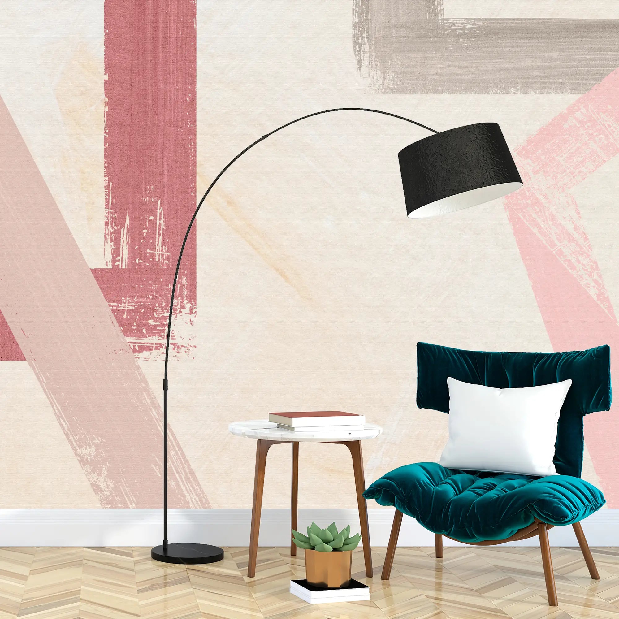 3238 / Soft Brush Stroke Wallpaper, Abstract Pink Neutral Wall Art, Contemporary Chic Mural, Subtle Home Decor - Artevella