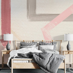 3238 / Soft Brush Stroke Wallpaper, Abstract Pink Neutral Wall Art, Contemporary Chic Mural, Subtle Home Decor - Artevella