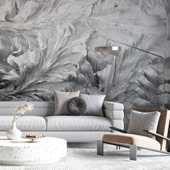 3246 / Dynamic Feather Texture Wallpaper, Monochrome Art Mural, Modern Abstract Wall Decor, Elegant Black and White Design - Artevella