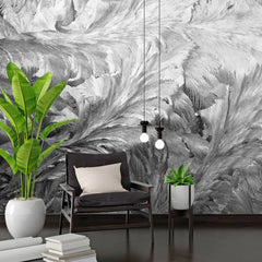 3246 / Dynamic Feather Texture Wallpaper, Monochrome Art Mural, Modern Abstract Wall Decor, Elegant Black and White Design - Artevella