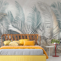 3266 / Elegant Palm Leaf Wallpaper, Soothing Neutral Tones Wall Covering, Luxury Textured Wall Decor for Modern Home - Artevella