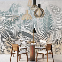 3266 / Elegant Palm Leaf Wallpaper, Soothing Neutral Tones Wall Covering, Luxury Textured Wall Decor for Modern Home - Artevella