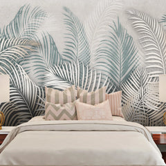 3266 / Elegant Palm Leaf Wallpaper, Soothing Neutral Tones Wall Covering, Luxury Textured Wall Decor for Modern Home - Artevella