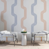 3288 / Contemporary Wavy Lines Wallpaper, Soft Pastel Wave Wall Mural, Modern Abstract Home Decor - Artevella