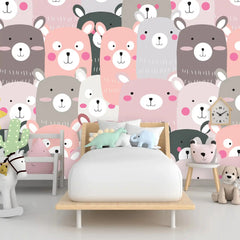 6004 / Adorable Bear Pattern Peel and Stick Nursery Wallpaper - Easy to Apply and Remove - Muted Colors for Kids Room Decor - Eco-Friendly and High Quality - Artevella