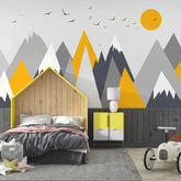 6005 / Yellowish Mountain Range Wallpaper: DIY Peel and Stick Mural for Child & Toddler Bedroom - Artevella