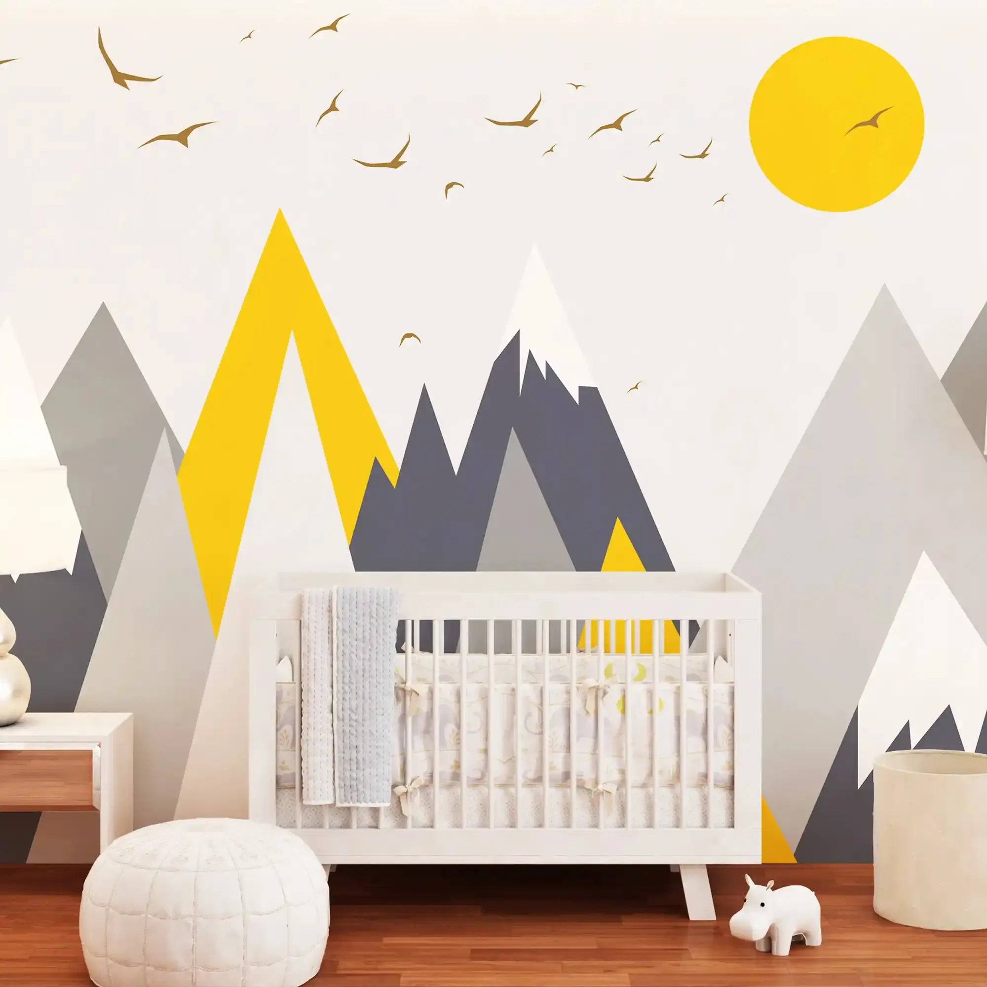 6005 / Yellowish Mountain Range Wallpaper: DIY Peel and Stick Mural for Child & Toddler Bedroom - Artevella