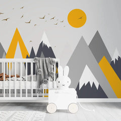 6005 / Yellowish Mountain Range Wallpaper: DIY Peel and Stick Mural for Child & Toddler Bedroom - Artevella
