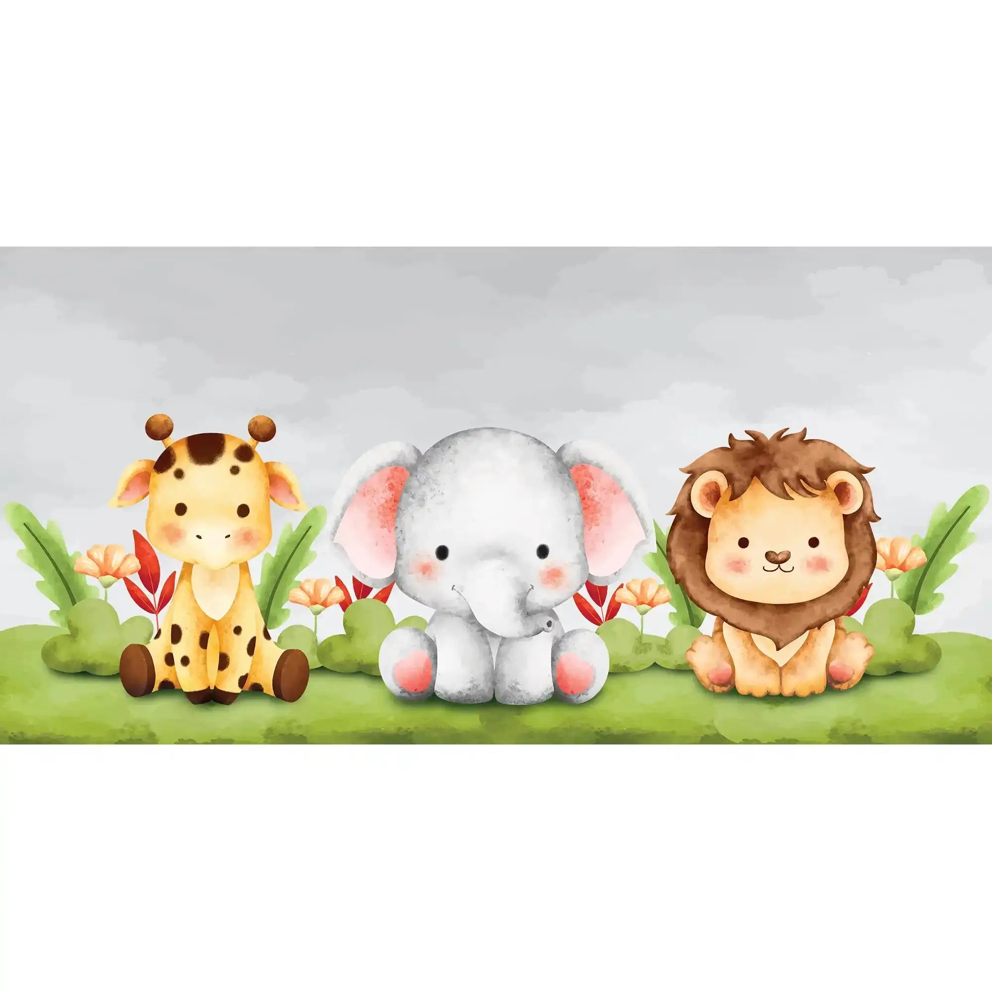6007 / Playroom Decor with Pastel Animal Wall Mural - Easy Peel and Stick, Temporary Wallpaper - Artevella