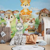 6012 / Forest Animal Themed Peel & Stick Wallpaper - High Quality, Child Room Decor, Ideal for Baby Nursery and Toddler Bedroom - Artevella