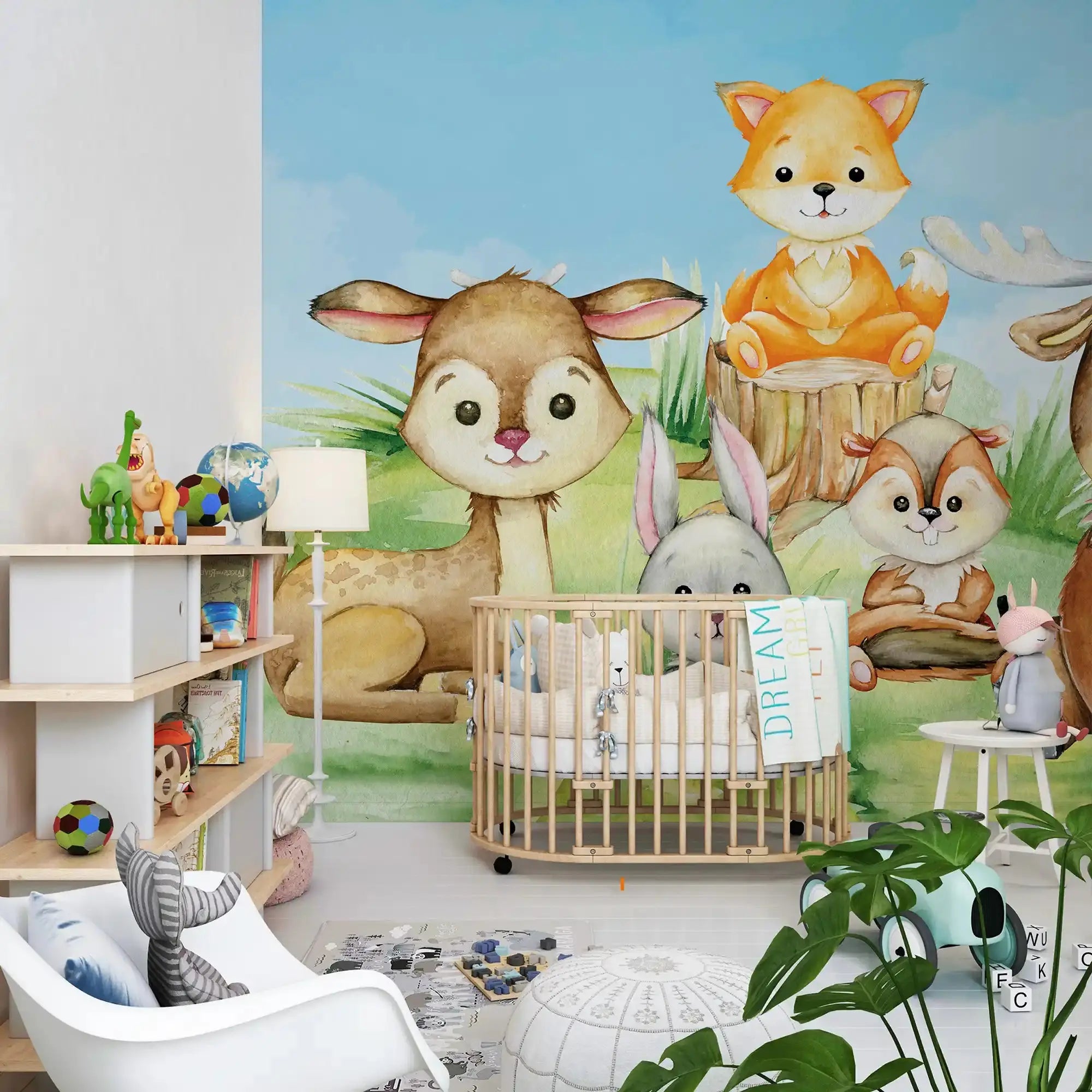 6012 / Forest Animal Themed Peel & Stick Wallpaper - High Quality, Child Room Decor, Ideal for Baby Nursery and Toddler Bedroom - Artevella