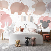 6016 / Baby Room Fun Wallpaper: Kid-friendly, Removable with Elephants and Stars for DIY Nursery Mural - Artevella