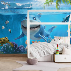 6019 / Ocean Adventure Kids Wallpaper: Peel and Stick, Underwater Shark Theme for Nursery Decor, High Quality and Eco-Friendly. - Artevella
