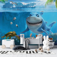 6019 / Ocean Adventure Kids Wallpaper: Peel and Stick, Underwater Shark Theme for Nursery Decor, High Quality and Eco-Friendly. - Artevella