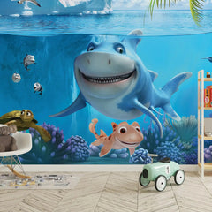 6019 / Ocean Adventure Kids Wallpaper: Peel and Stick, Underwater Shark Theme for Nursery Decor, High Quality and Eco-Friendly. - Artevella