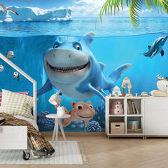 6019 / Ocean Adventure Kids Wallpaper: Peel and Stick, Underwater Shark Theme for Nursery Decor, High Quality and Eco-Friendly. - Artevella