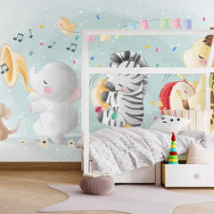 6020 / Animal Theme Peel and Stick Wallpaper, Nursery Wall Art, Baby Room Decor, Vinyl Wall Decals, Fun and Creative Kids Wallpaper. - Artevella