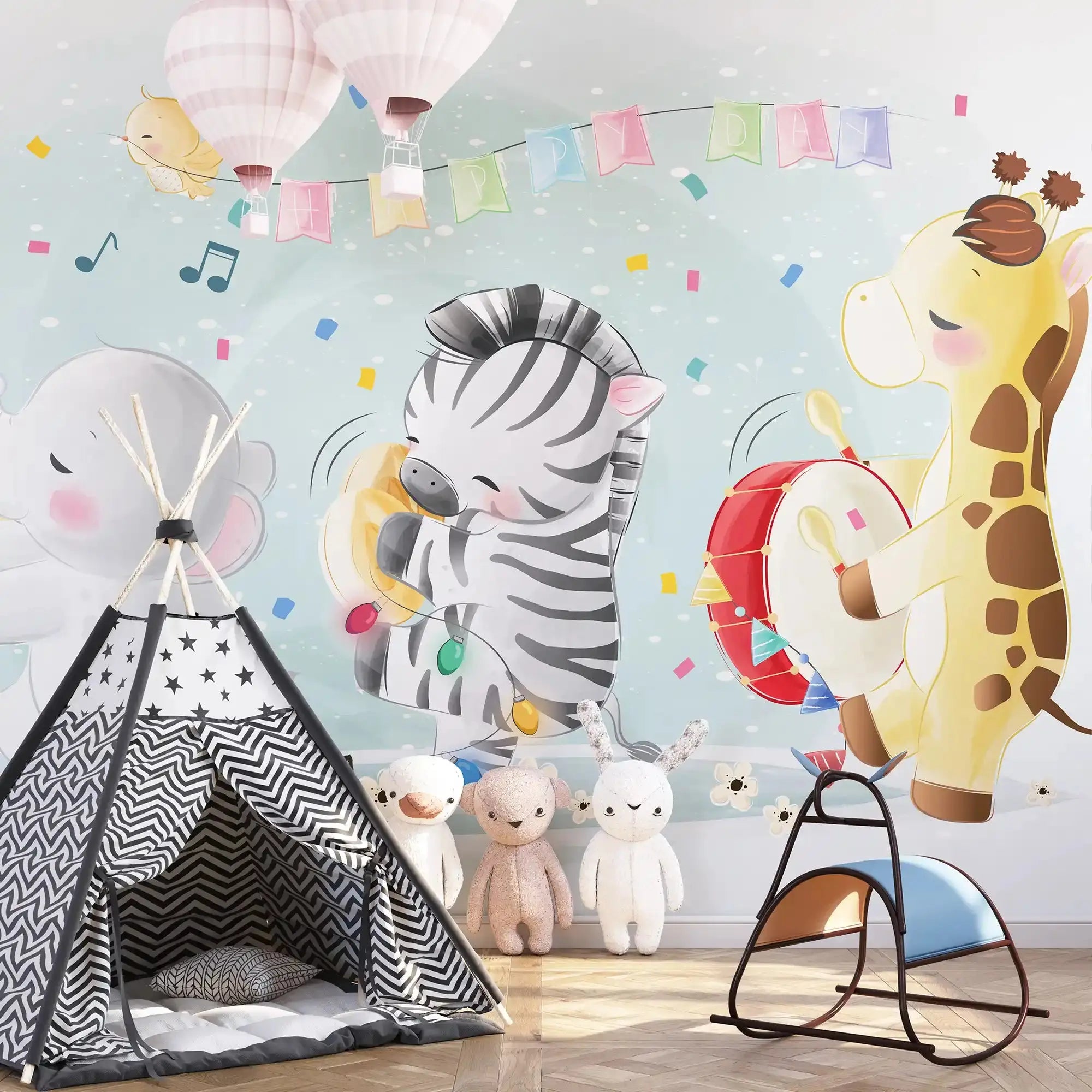 6020 / Animal Theme Peel and Stick Wallpaper, Nursery Wall Art, Baby Room Decor, Vinyl Wall Decals, Fun and Creative Kids Wallpaper. - Artevella