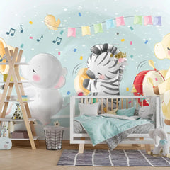 6020 / Animal Theme Peel and Stick Wallpaper, Nursery Wall Art, Baby Room Decor, Vinyl Wall Decals, Fun and Creative Kids Wallpaper. - Artevella