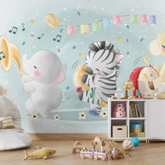 6020 / Animal Theme Peel and Stick Wallpaper, Nursery Wall Art, Baby Room Decor, Vinyl Wall Decals, Fun and Creative Kids Wallpaper. - Artevella