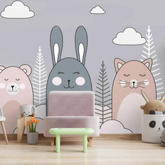 6022 / Fun and Engaging Peel and Stick Wallpaper for Kids Room with Cute Cartoon Animals, Perfect for Nursery Decor - Artevella