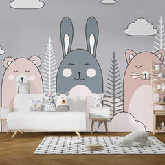 6022 / Fun and Engaging Peel and Stick Wallpaper for Kids Room with Cute Cartoon Animals, Perfect for Nursery Decor - Artevella