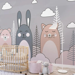 6022 / Fun and Engaging Peel and Stick Wallpaper for Kids Room with Cute Cartoon Animals, Perfect for Nursery Decor - Artevella